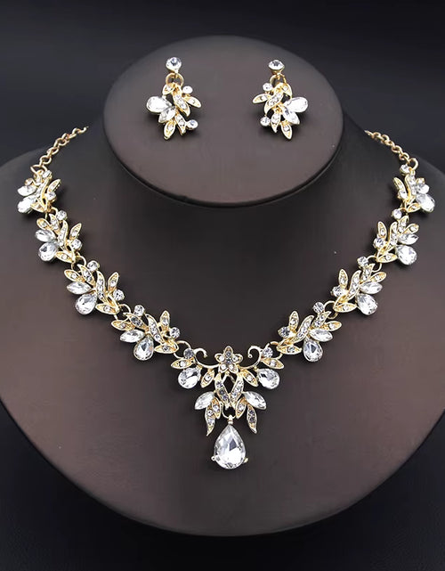 Load image into Gallery viewer, Elegant Fashion Necklace Sets for Women Dangle Earrings Princess Collar Two Piece Set Bride Jewelry Bridal Wedding Accessories
