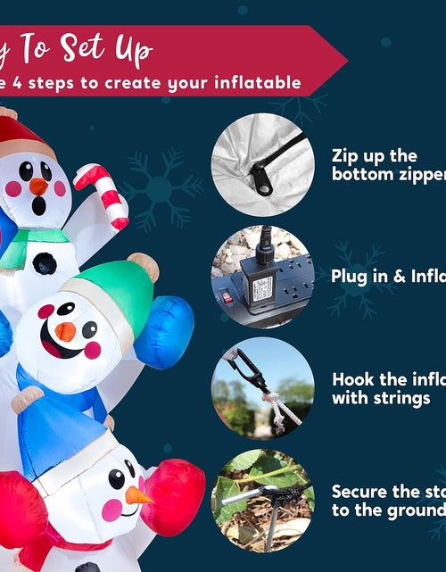 Load image into Gallery viewer, 6 FT Christmas Inflatable Stacked Snowman with Build-In Leds Blow up Inflatables for Xmas Party, Home Indoor Outdoor Yard Garden Lawn Winter Décor
