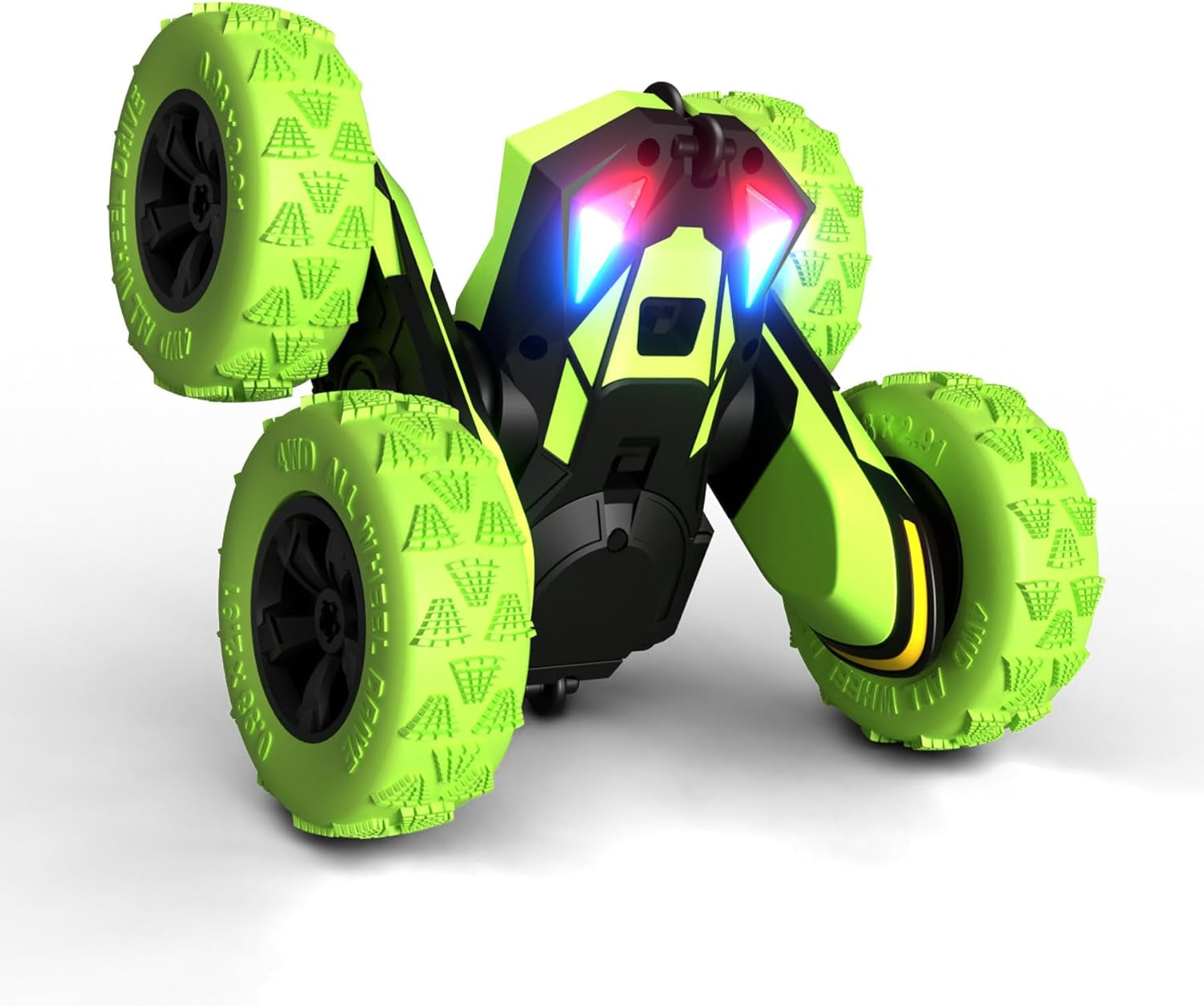 RC Stunt Cars Remote Control Car Double-Sided Driving 360-Degree Flips Rotating Car Toy, Green