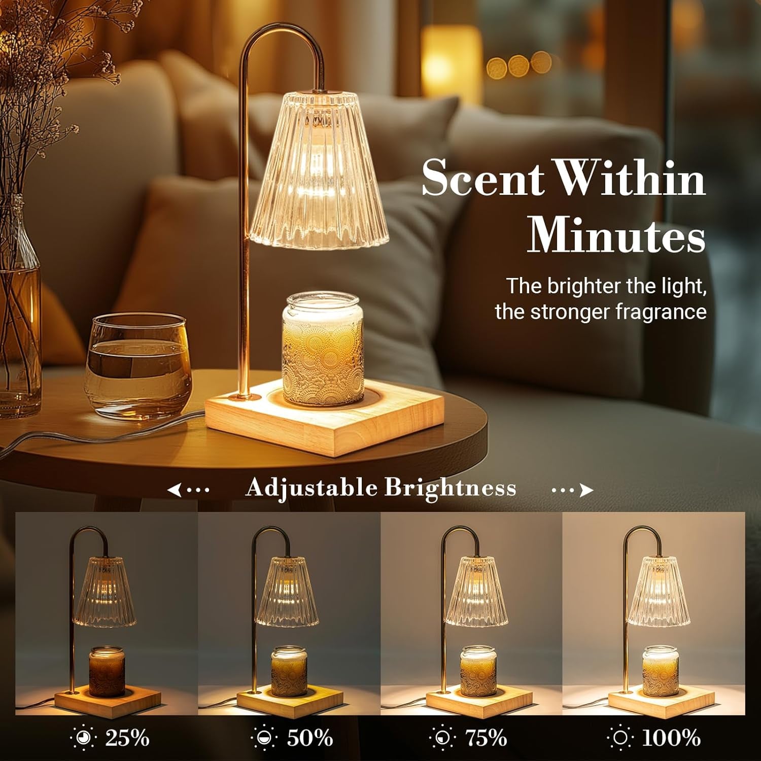 Candle Warmer Lamp, Electric Candle Lamp Warmer with Timer, Mom Christmas Birthday Gifts for Women, House Warming Gifts New Home Bedroom Decor, Dimmable Wax Melt Warmer with 2 Bulbs