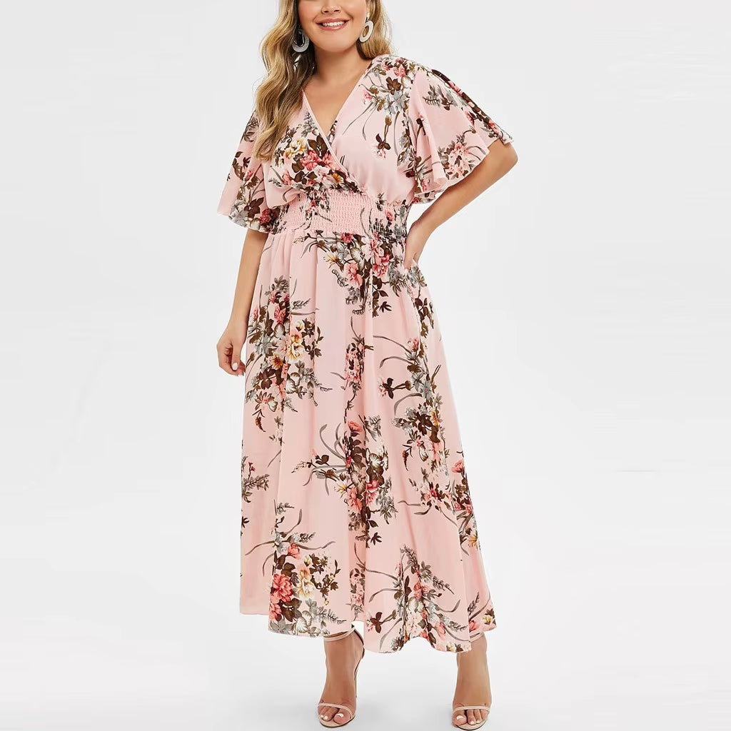 2024 plus Size 3XL 4XL 5XL Women Dress Floral Chiffon Flower Dress Loose Bohemian Beach Summer Dresses Urban Gypsy Ropa Vestidos