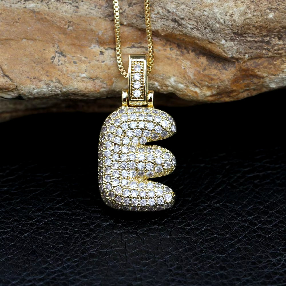 Fashion 26 Letters Necklace Custom Name Pendant Charm for Men and Women A-Z Alphabet Cubic Zircon Hip Hop Jewelry Gift