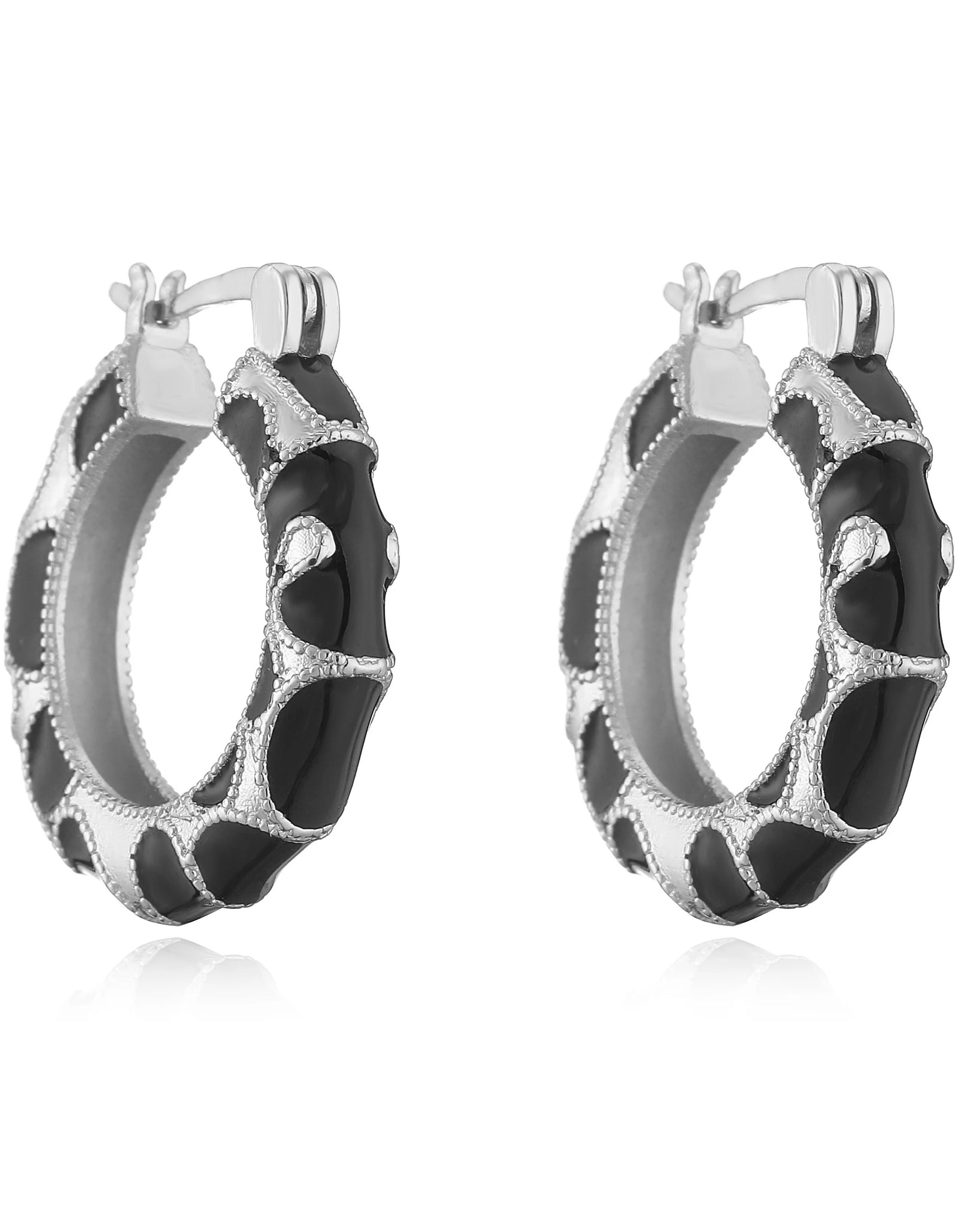 ,Leopard Print Hoop Earrings Rings Necklace Fashion Black White Cubic Zirconia Women Geometric Jewelry Set