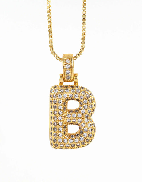 Load image into Gallery viewer, Fashion 26 Letters Necklace Custom Name Pendant Charm for Men and Women A-Z Alphabet Cubic Zircon Hip Hop Jewelry Gift
