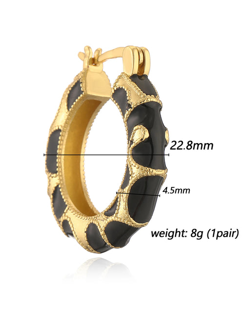 Load image into Gallery viewer, ,Leopard Print Hoop Earrings Rings Necklace Fashion Black White Cubic Zirconia Women Geometric Jewelry Set
