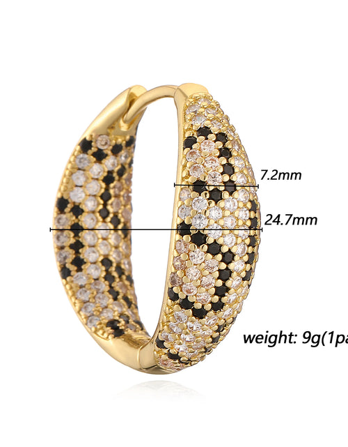 Load image into Gallery viewer, ,Leopard Print Hoop Earrings Rings Necklace Fashion Black White Cubic Zirconia Women Geometric Jewelry Set
