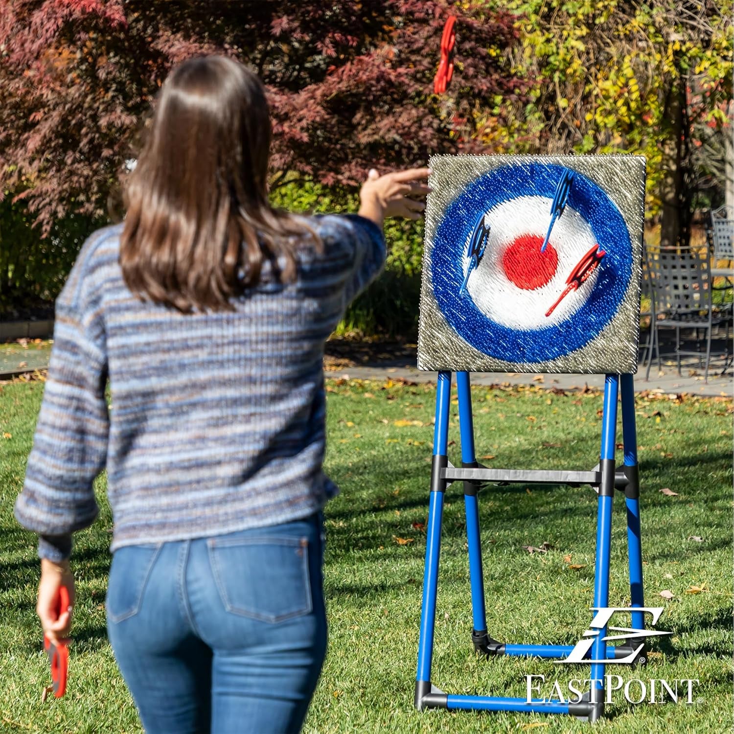 Eastpoint Deluxe Steel Frame Axe Throw Target Game Set - Steel Frame for Indoors and Outdoors