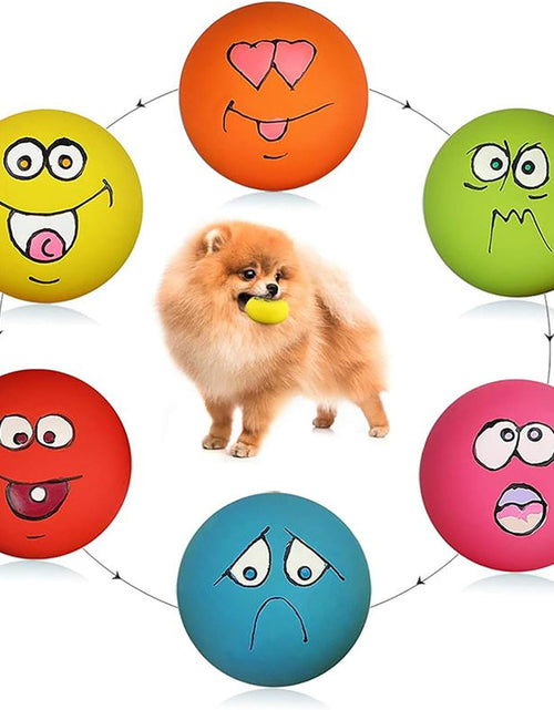 Load image into Gallery viewer, Smile Face Dog Squeaky Toys Soft Latex Squeak Balls for Puppy Small Pet Dogs 6 Pcs/Set
