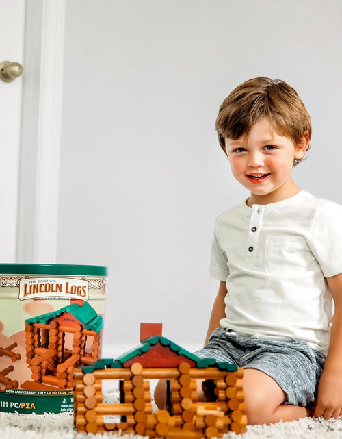 Load image into Gallery viewer, Lincoln Logs – 100Th Anniversary Tin, 111 Pieces, Real Wood Logs - Ages 3+ - Best Retro Building Gift Set for Boys/Girls - Creative Construction Engineering - Preschool Education Toy
