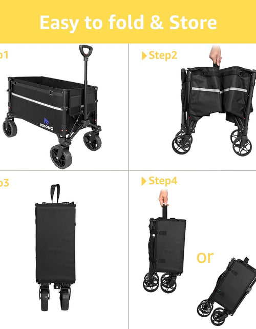 Load image into Gallery viewer, Collapsible Wagon Cart with Wheels Foldable - Folding Utility Heavy Duty Wagons Carts for Grocery Sports Garden Shopping Camping
