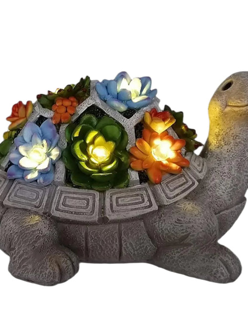 Load image into Gallery viewer, Solar Garden Outdoor Statues Turtle with Succulent and 7 LED Lights - Lawn Decor Tortoise Statue for Patio, Balcony, Yard Ornament - Unique Housewarming Gifts
