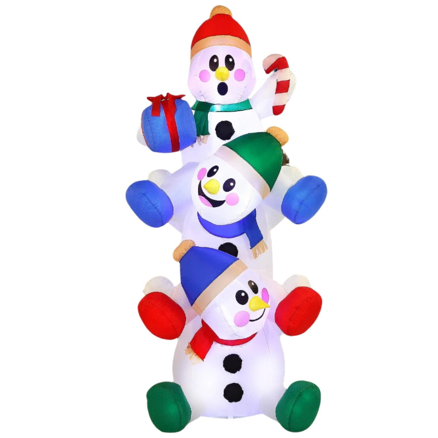 6 FT Christmas Inflatable Stacked Snowman with Build-In Leds Blow up Inflatables for Xmas Party, Home Indoor Outdoor Yard Garden Lawn Winter Décor