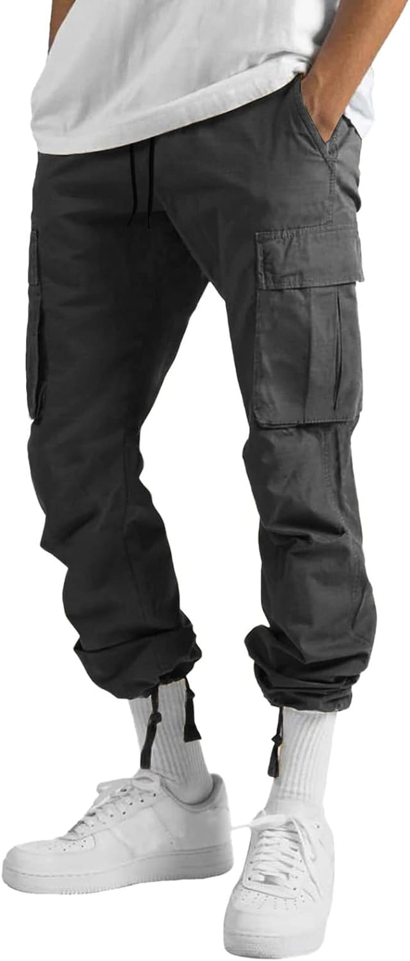 Mens Cargo Pants Casual Joggers Athletic Pants Cotton Loose Straight Sweatpants