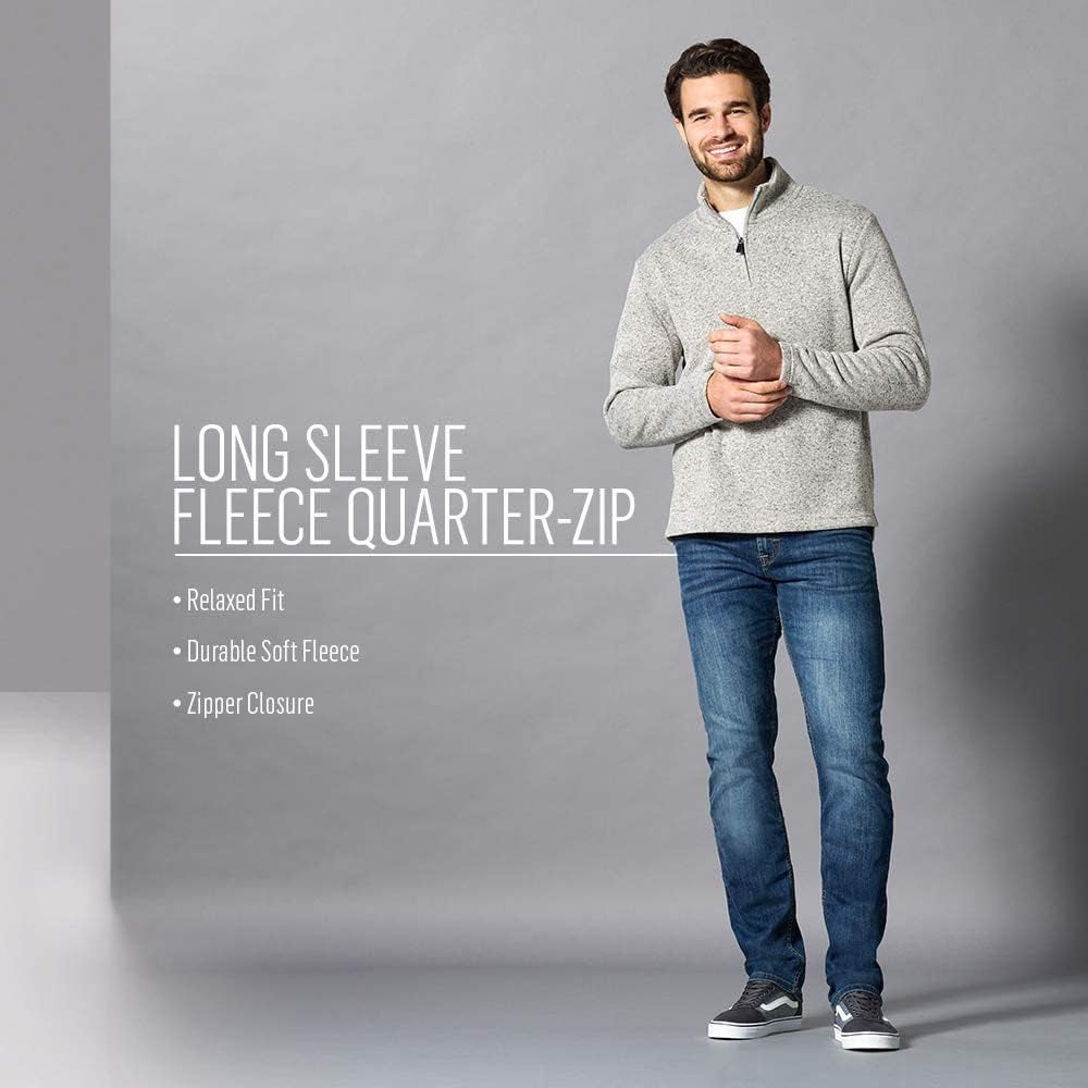 Men'S Long Sleeve Fleece Quarter-Zip Sweater