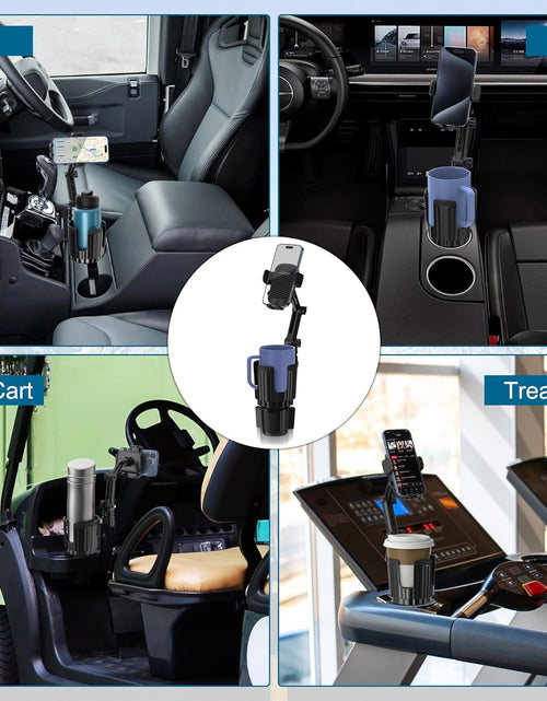 Load image into Gallery viewer, Cup Holder Phone Mount for Car, Car Cup Holder Phone Holder with Expandable Base, 2 in 1 Cup Phone Holder Adapter for Car, 360 Degree Rotating Neck, Fits All 4-7” Smartphones and Most Bottles
