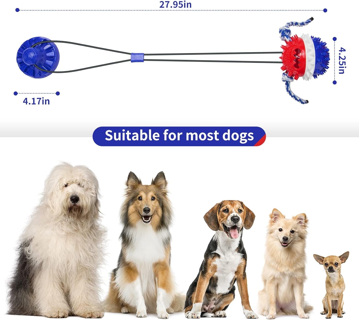 Dog Toys for Aggressive Chewers Interactive Dog Toys, Suction Cup Dog Toy Tug of War Indestructible, Dog Puzzle Toys Treat Food Dispensing Ball, Dog Enrichment Toys