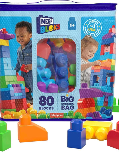 Load image into Gallery viewer, BLOKS First Builders Toddler Blocks Toys Set, Big Building Bag with 80 Pieces and Storage, Blue, Ages 1+ Years
