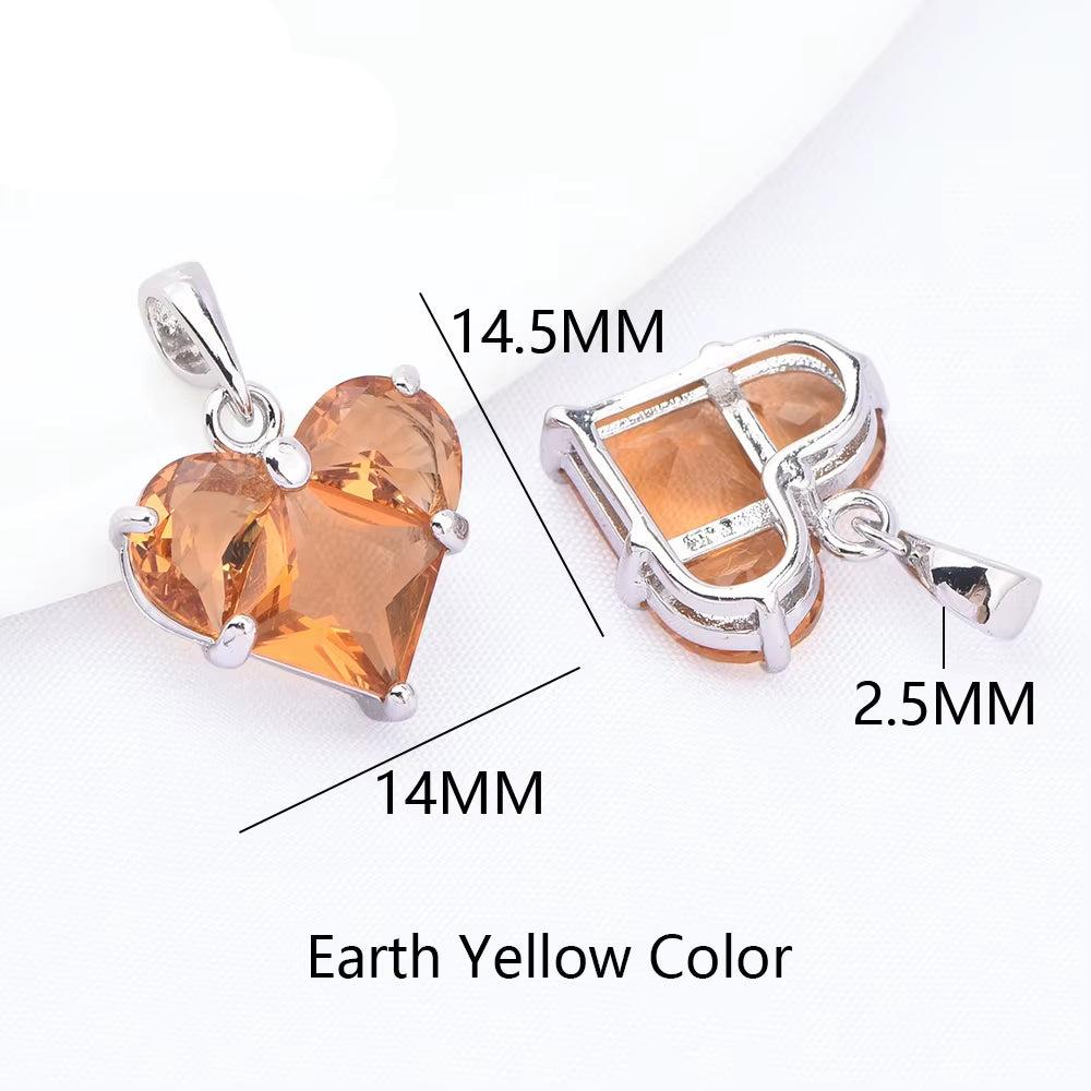 (280)4PCS 14X14.5Mm Hole 2.5MM 24K Gold Color Brass with Zircon Heart Charms Pendants High Quality Jewelry Findings Accessories