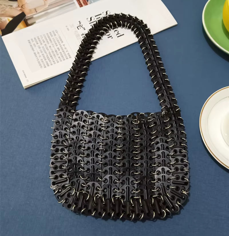 Luxury Designer Women'S Bag Trend Hand Woven Hollow Metal Chain Tote Bag Clutch Female Bag Travel Holiday Shoulder Bag Handbag