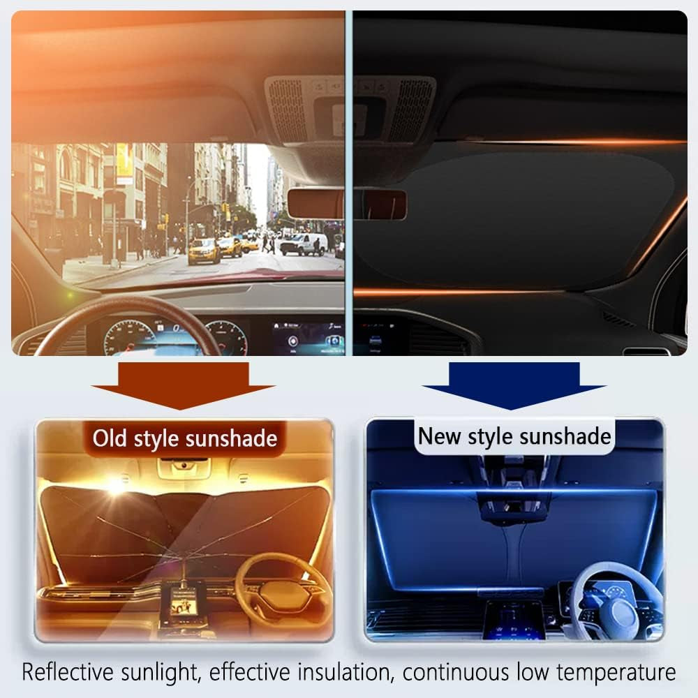 Sunshade for Car Windshield,240T Thickened Windshield Sun Shade for Blocking 99% Sunlight & Heat,Summer Car Essentials Sun Cover for Car Windshield Fits Car,Truck,Suv