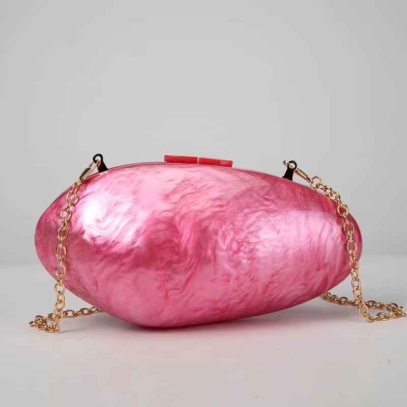 Pearl Acrylic Evening Bags Designer Luxury Clutch Purse Mini Women'S Wallet Shell Chain Shoulder Crossbody Wedding Party Handbag