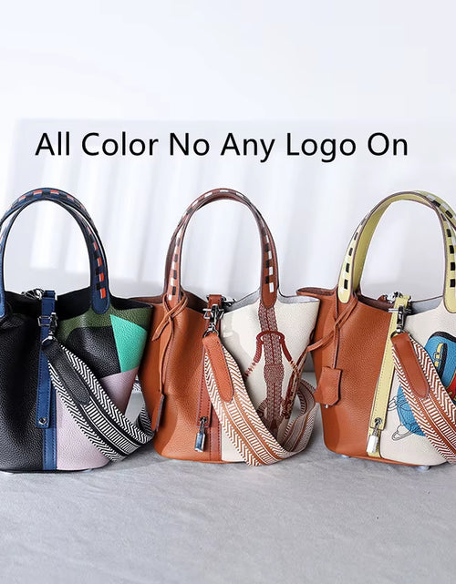 Load image into Gallery viewer, Various Genuine Leather Luxury Bag Fashion  Vegetable Basket Style Portable Women Bucket Bag with Lock
