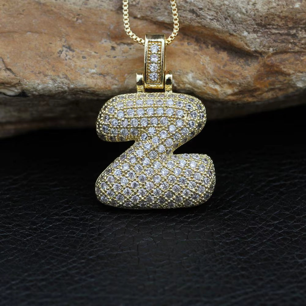 Fashion 26 Letters Necklace Custom Name Pendant Charm for Men and Women A-Z Alphabet Cubic Zircon Hip Hop Jewelry Gift