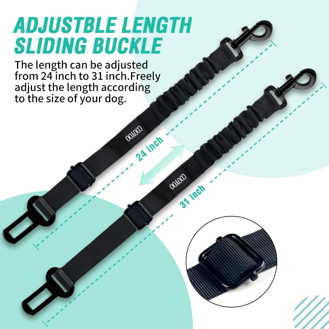 Dog Seat Belt,3 Piece Set Retractable Dog Car Harness Adjustable Dog Seat Belt for Vehicle Nylon Pet Safety Seat Belts Heavy Duty & Elastic