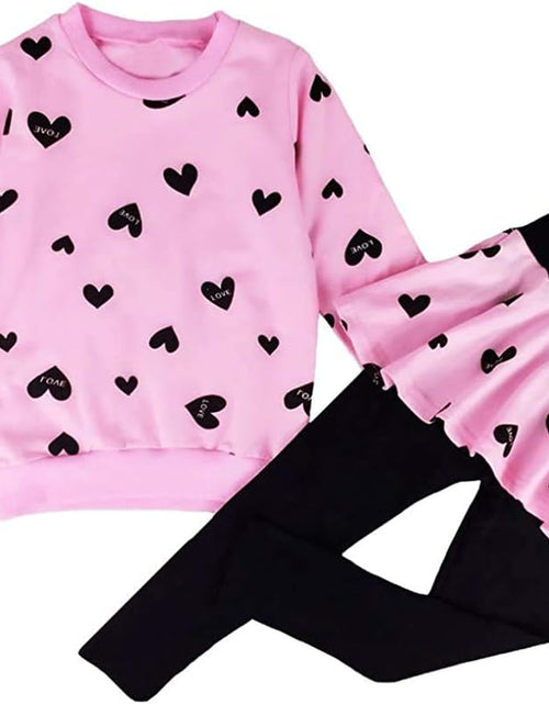 Load image into Gallery viewer, Little Girls Clothing Set Outfit Heart Print Sweatshirt Top + Long Pantskirts 2Pcs Baby Pant Set for Toddlers and Kids
