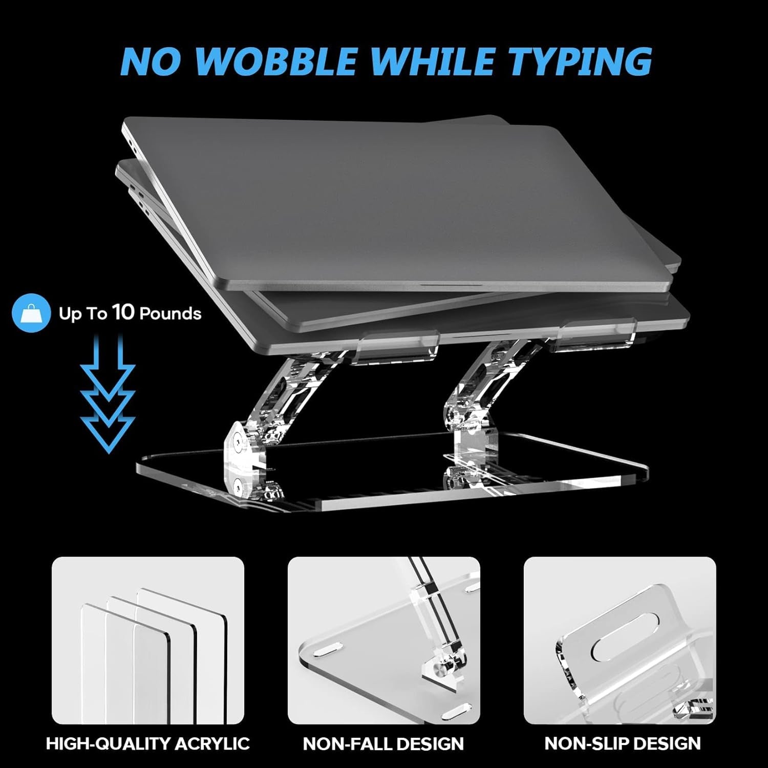 Adjustable Foldable Laptop Stand, Portable Ergonomic Computer Stand for Laptop, Compatible with 10 to 15.6 Inches Notebook Computers