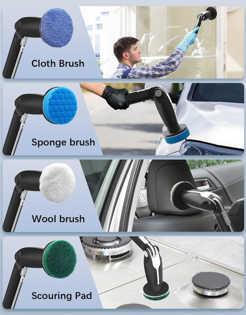 Load image into Gallery viewer, Electric Spin Scrubber, 2024 New Electric Scrubber with 4 Adjustable Angles and 8 Brush Heads, Shower Scrubber with Long Handle &amp; Remote Control, Cleaning Brush for Bathroom, Tub, Floor(Black)
