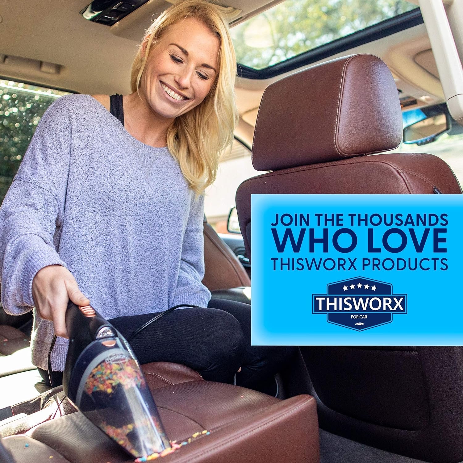 Thisworx Car Vacuum Cleaner - Portable Handheld Mini Vacuum Cleaner W/ 16Ft Cord, Bag, & Attachments - Small Vacuum for Car, RV, Boats, Travel - Car Accessories