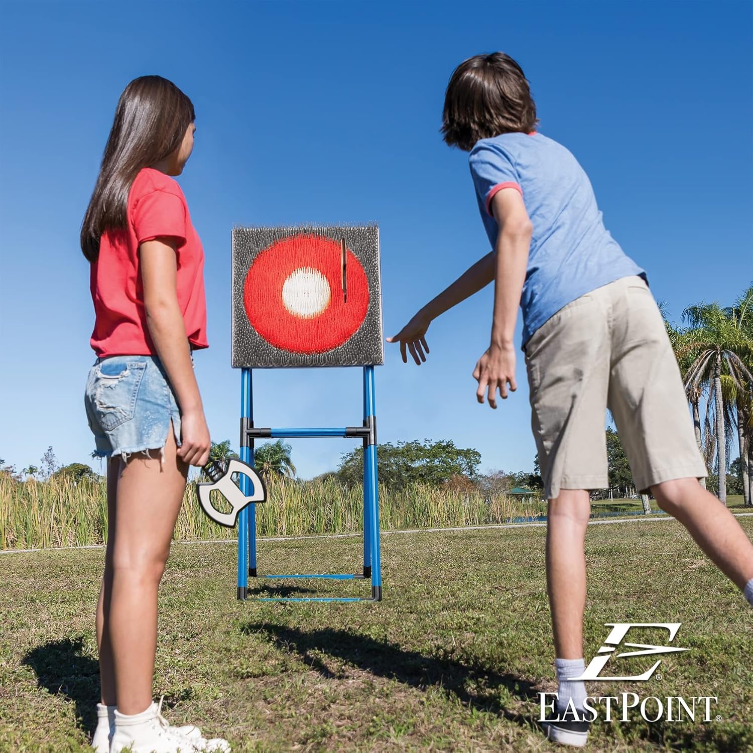 Eastpoint Axe Throw & Lawn Dart Target Sets - Bristle Axe Throwing Target & 2-In-1 Combo Backyard Game for Indoors and Outdoors