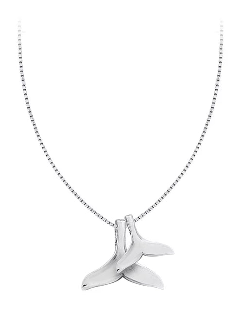 Load image into Gallery viewer, 925 Sterling Silver Double Whale Tail Choker Necklaces &amp; Pendants for Women Flyleaf Creative Lady Fine Wedding Party Jewelry
