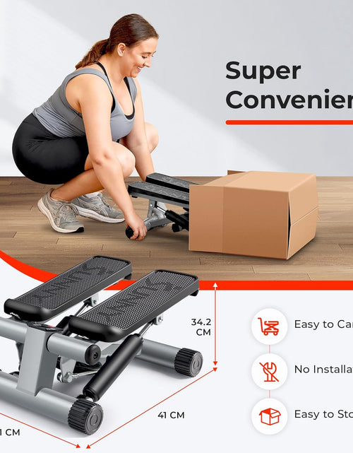 Load image into Gallery viewer, Mini Steppers for Exercise at Home, Stair Step Workout Machine with Optional Resistance Bands, Full Body Cardio Equipment, Optional Free Sunnyfit App Connection Smart Stepper
