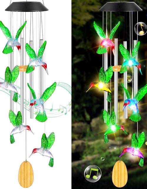 Load image into Gallery viewer, Womens Gifts for Christmas Birthday Gifts for Women Mom Grandma Gifts Hummingbird Wind Chimes Solar Lights for outside Outdoor Yard Home House Patio Garden Gardening Decor Gifts for Mom Sister
