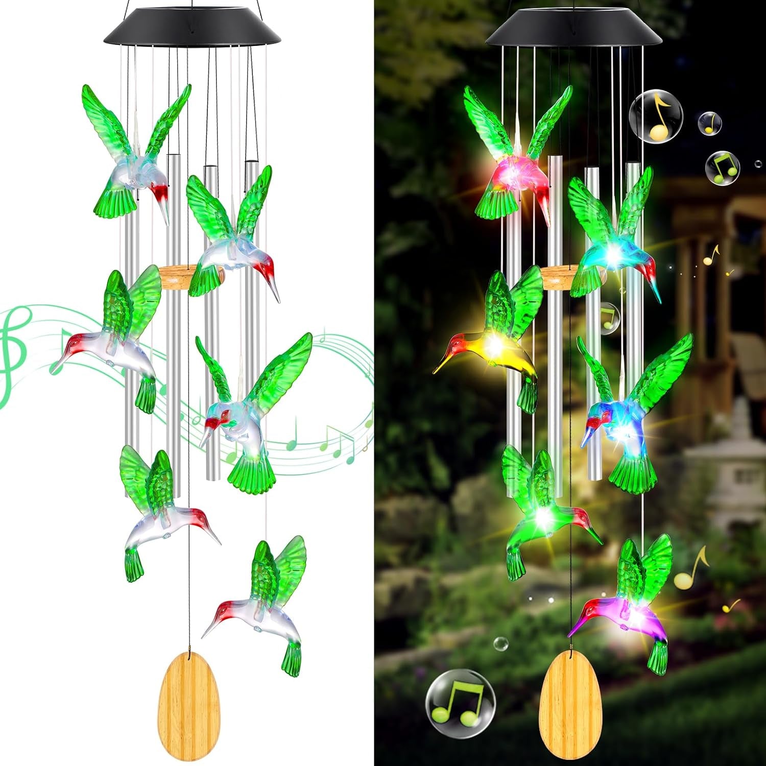 Womens Gifts for Christmas Birthday Gifts for Women Mom Grandma Gifts Hummingbird Wind Chimes Solar Lights for outside Outdoor Yard Home House Patio Garden Gardening Decor Gifts for Mom Sister