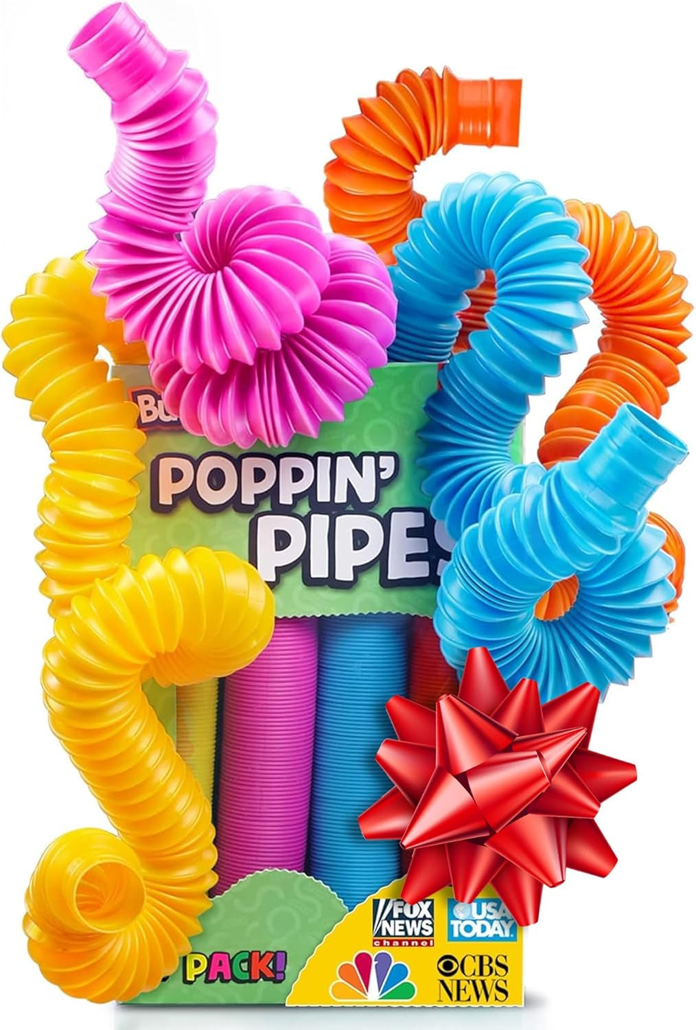 Stocking Stuffers for Kids - Pop Tubes - Sensory Toys - Stocking Stuffers - Toddler Toys - Imaginative Play & Stimulating Creative Learning - Stocking Stuffers for Toddlers 3+ - 4 Pack Large