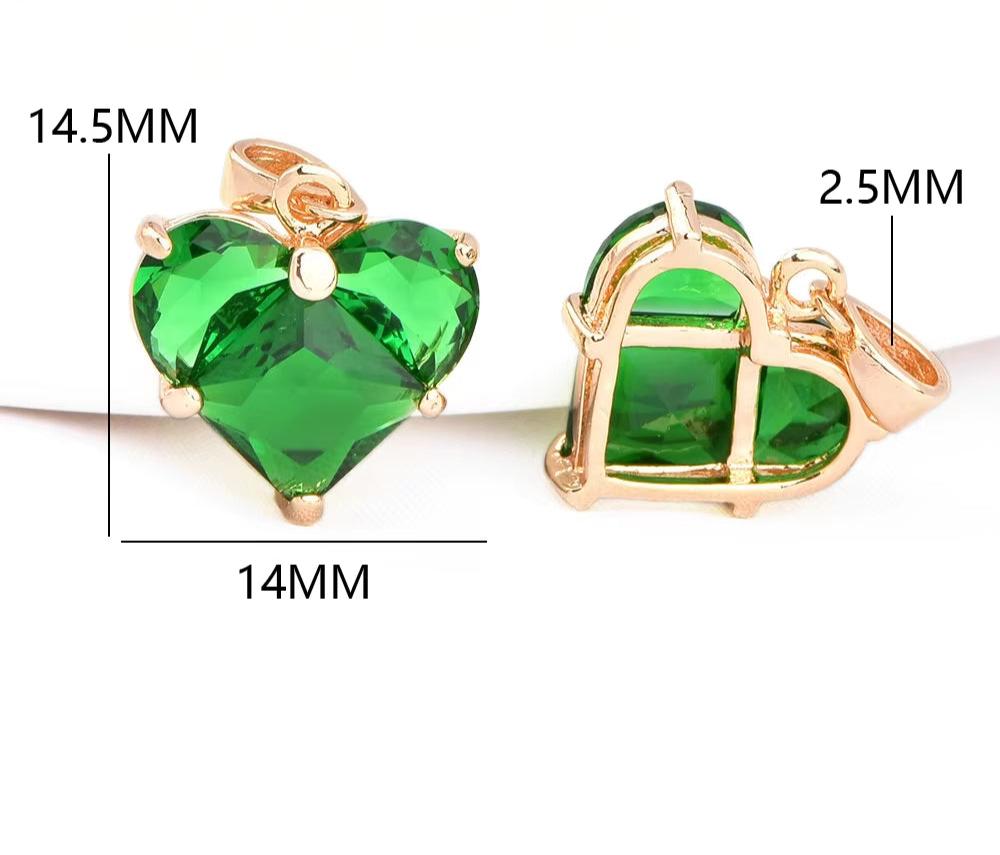 (280)4PCS 14X14.5Mm Hole 2.5MM 24K Gold Color Brass with Zircon Heart Charms Pendants High Quality Jewelry Findings Accessories