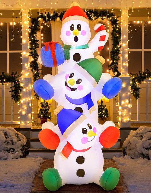 Load image into Gallery viewer, 6 FT Christmas Inflatable Stacked Snowman with Build-In Leds Blow up Inflatables for Xmas Party, Home Indoor Outdoor Yard Garden Lawn Winter Décor
