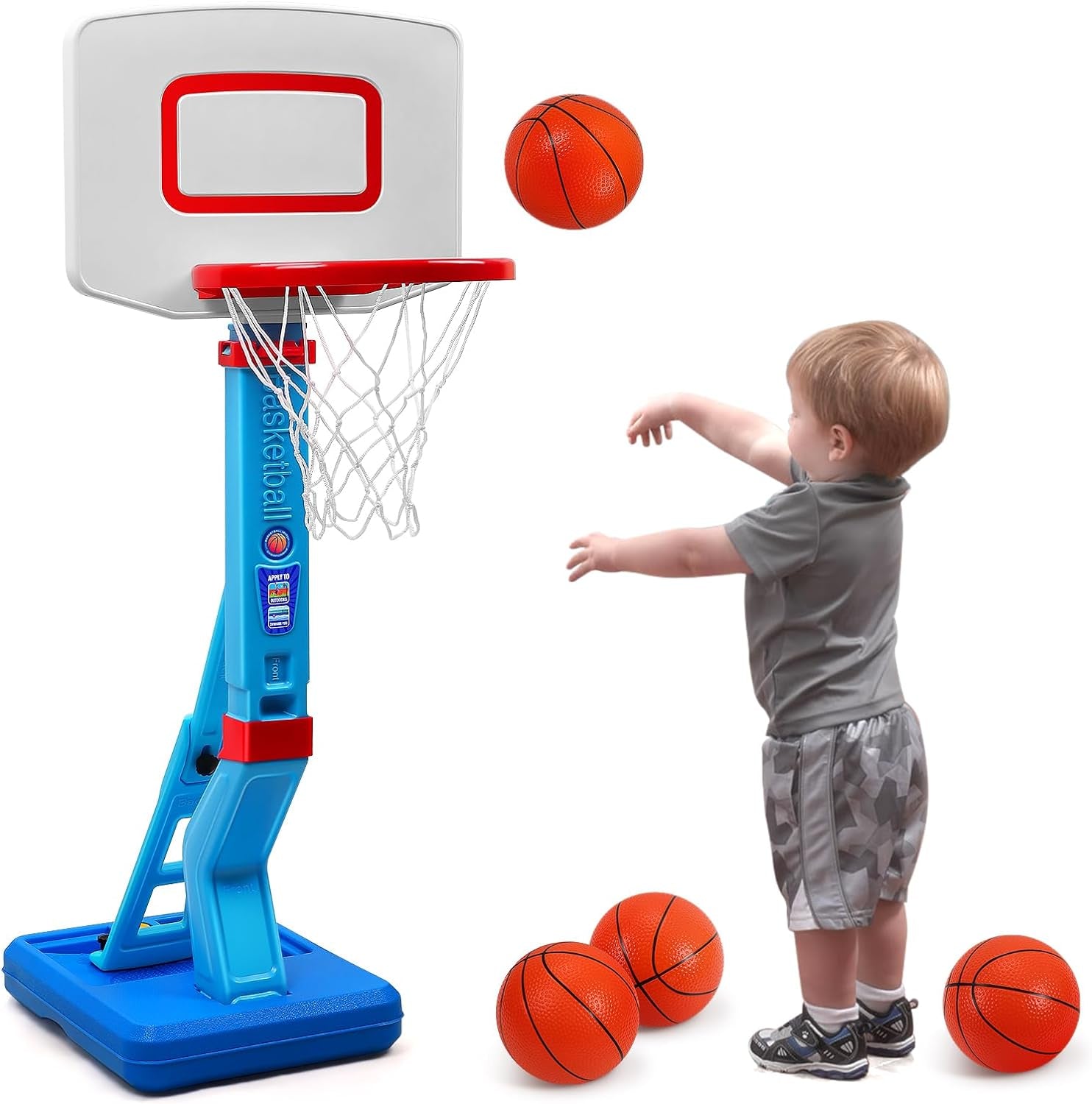 Toddler Basketball Hoop Height Adjustable Kids Basketball Hoop for Indoor Outdoor Play Portable Basketball Goal Poolside Basketball Hoop for Swimming Pool Basketball Toy for Boys Girls