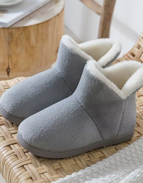 Load image into Gallery viewer, Women Winter Slippers Warm Plush Slip-On Couples Home Floor Shoes Anti-Slip Comfortable Flats Female Soft Faux Fur Boots
