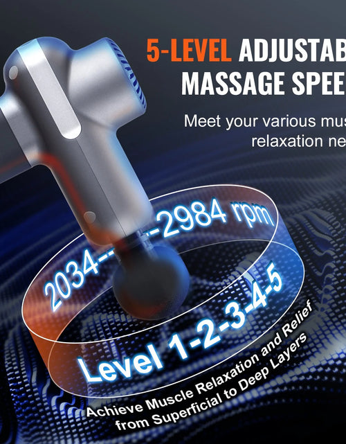 Load image into Gallery viewer, VEVOR Professional Deep Tissue Massage Gun - Percussion Muscle Massager for Athletes with 5 Speed Levels, 6 Interchangeable Massage Heads, 7.4V 2500mAh Battery, Handheld Electric Device for Pain Relief and Muscle Relaxation
