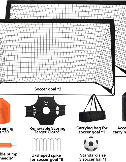 Load image into Gallery viewer, Portable Pop up Soccer Goal - 6X4Ft Backyard Training Equipment with Soccer Ball, Scoring Target Cloth, and Cones - Fun Outdoor Game for Kids and Teens
