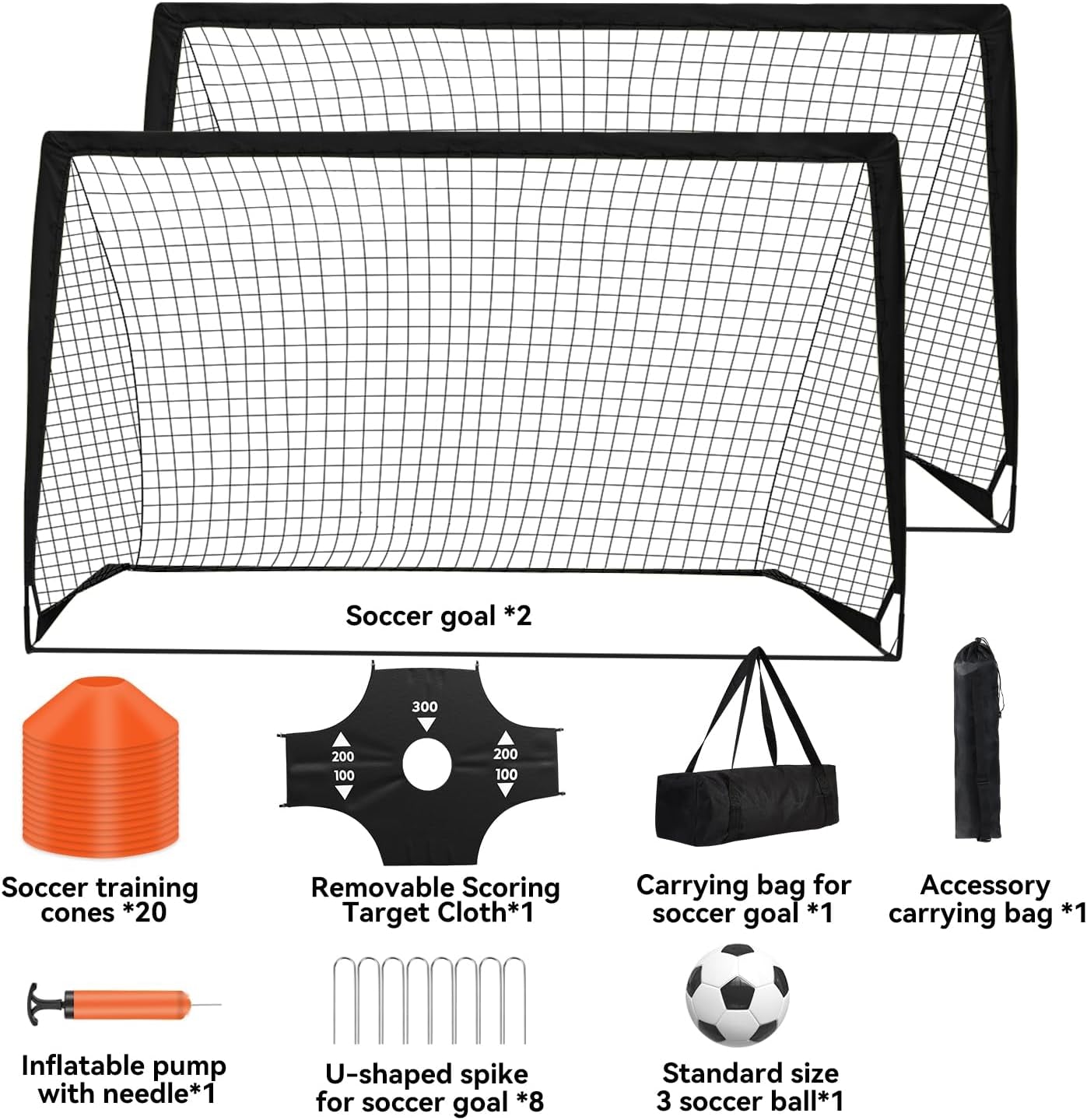 Portable Pop up Soccer Goal - 6X4Ft Backyard Training Equipment with Soccer Ball, Scoring Target Cloth, and Cones - Fun Outdoor Game for Kids and Teens