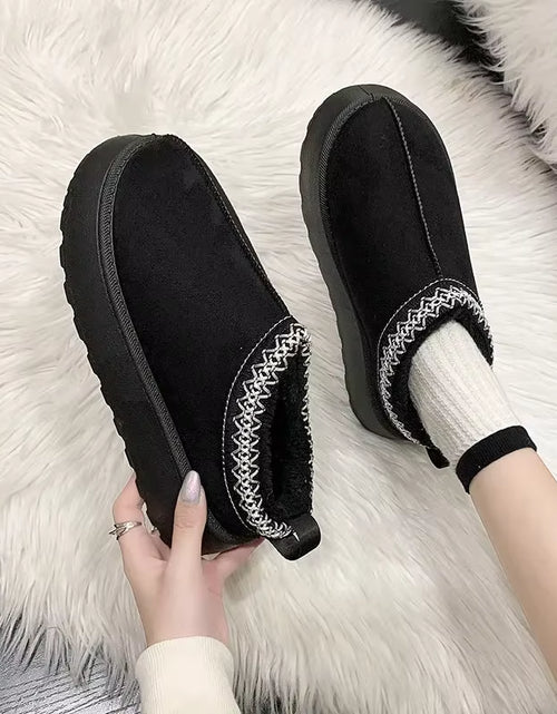 Load image into Gallery viewer, Snow Boots for Women 2023 Winter New Cashmere Warm Thick Soles without Heel-Covered Hair Half Slipper Cotton Shoes for Women
