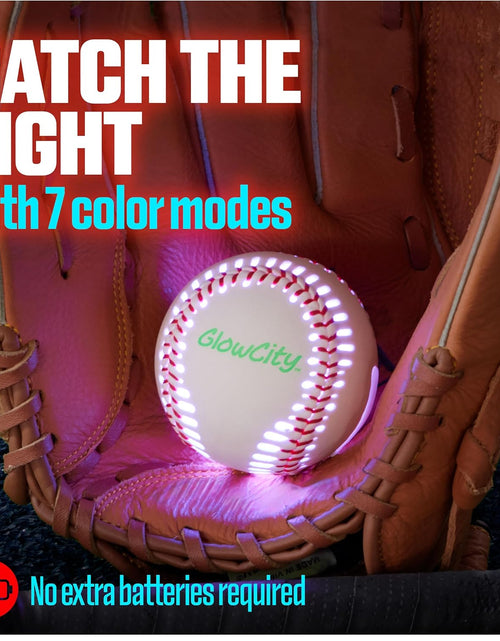 Load image into Gallery viewer, Premium Leather LED Rechargeable Light-Up Baseball - Illuminate the Game - Nighttime Fun and Play - Sports Stuff &amp; Gadgets for Kids Age 8 Years Old and up - Catch Only
