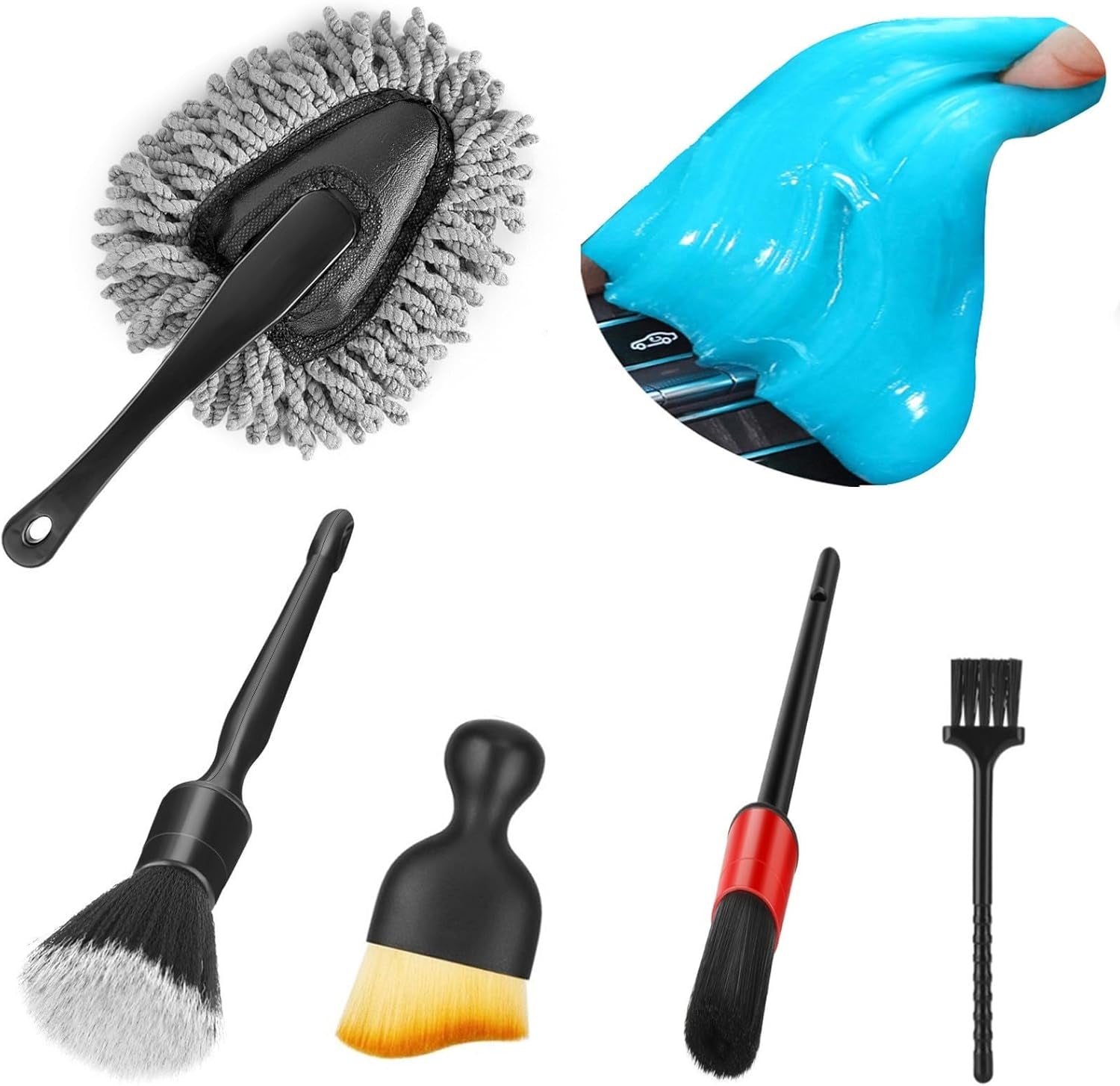 Car Interior Duster Detail Brush Cleaning Gel Kit, Soft Dash Vent Dusting Car Slime Putty Detailing Brushes Accessories Essentials Supplies Tools for Auto,Truck,Suv,Rv