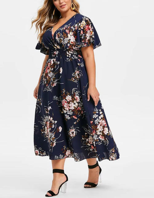 Load image into Gallery viewer, 2024 plus Size 3XL 4XL 5XL Women Dress Floral Chiffon Flower Dress Loose Bohemian Beach Summer Dresses Urban Gypsy Ropa Vestidos
