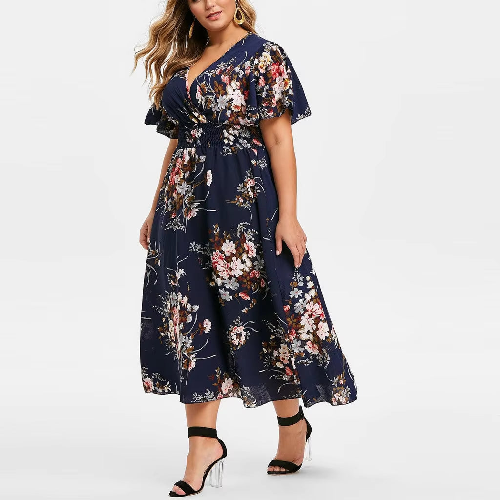 2024 plus Size 3XL 4XL 5XL Women Dress Floral Chiffon Flower Dress Loose Bohemian Beach Summer Dresses Urban Gypsy Ropa Vestidos